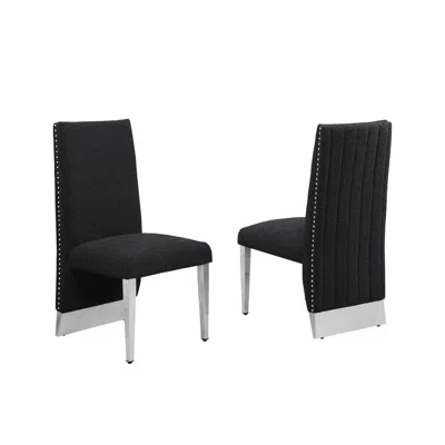 Best Quality Furniture Luxe Black Boucle Side Chairs - Set Of 2