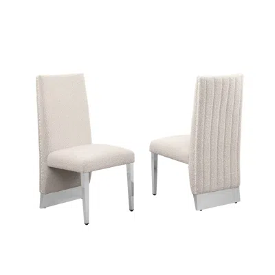 Best Quality Furniture Luxe Cream Boucle Side Chairs - Set Of 2