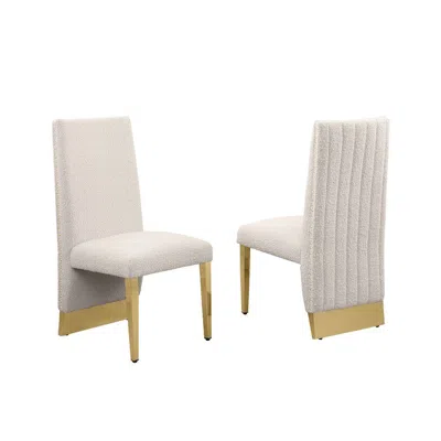 Best Quality Furniture Luxe Cream Boucle Side Chairs - Set Of 2 In Neutral