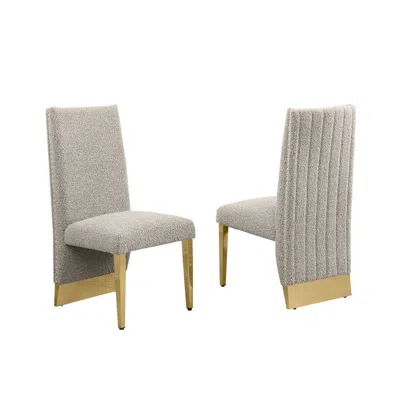 Best Quality Furniture Luxe Gray Boucle Side Chairs - Set Of 2 In Neutral