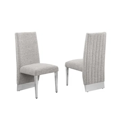 Best Quality Furniture Luxe Rich Gray Boucle Side Chairs - Set Of 2