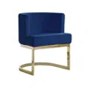Best Quality Furniture Navy Blue Velvet Side Chair With Silver, Chrome Base - Single