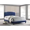 Best Quality Furniture Navy Velvet Uph. Panel Bed With Silver Nailhead - Full