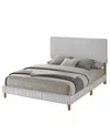 Best Quality Furniture Queen Size Corduroy Velvet Panel Bed In Gray