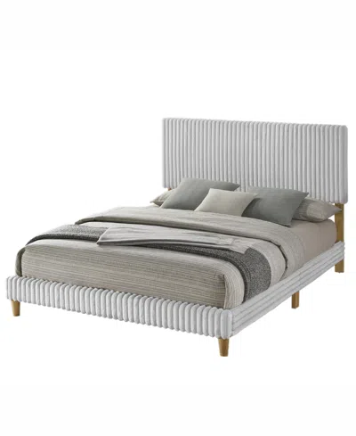 Best Quality Furniture Queen Size Corduroy Velvet Panel Bed In Gray