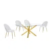 Best Quality Furniture Rectangular Dining Table With 4 White Faux Leather Side Chairs (5 Piece)