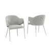 Best Quality Furniture Rich Gray Boucle Fabric Side Chiars With Silver Base
