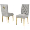 Best Quality Furniture Rich Gray Boucle Fabric With Gold Chrome Base Dining Chairs (set Of 2)