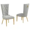 Best Quality Furniture Rich Gray Boucle Fabric With Gold Chrome Base Glam Dining Chairs (set Of 2)