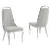 Best Quality Furniture Rich Gray Boucle Side Chairs With Silver Base (set Of 2)