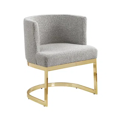 Best Quality Furniture Rich Gray With Gold Chrome Base Barrel Chair (single Chair)