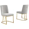 Best Quality Furniture Rich Gray With Gold Chrome Base Side Chairs, Set Of 2