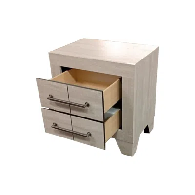 Best Quality Furniture Rustic Gray Oak 2-drawers Nightstand In Neutral