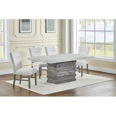 Best Quality Furniture Rustic Modern Dining Set With Upholstered Side Chairs In Gray