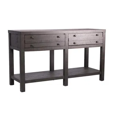 Best Quality Furniture Rustic Style Console Table With Shelf And 2-drawer Storage, Rustic Dark Grey In Gray