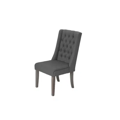 Best Quality Furniture **set Of 2** Upholstered Side Chairs With Tufted Buttons. Gray