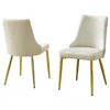 Best Quality Furniture Set Of 2 Velvet Side Chairs In Cream And Pleated Back In Gray