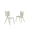 Best Quality Furniture Set Of 4, Cream Velvet Guest Side Chair With Wingback, Chrome Gold