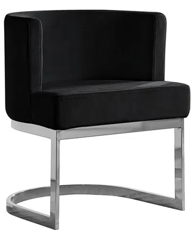 Best Quality Furniture Single 24" L X 23" W X 30" H Velvet Barrel Chair With Chrome Legs In Black