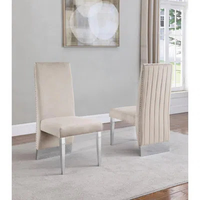 Best Quality Furniture Tufted Velvet Upholstered Dining Chair, 4 Colors To Choose (set Of 2) - Cream In Brown