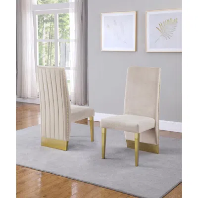 Best Quality Furniture Tufted Velvet Upholstered Side Chair, 4 Colors To Choose (set Of 2) - Cream In Neutral