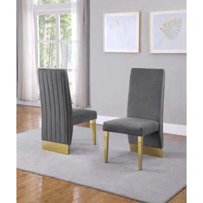 Best Quality Furniture Tufted Velvet Upholstered Side Chair, 4 Colors To Choose (set Of 2) - Dark Grey In Blue