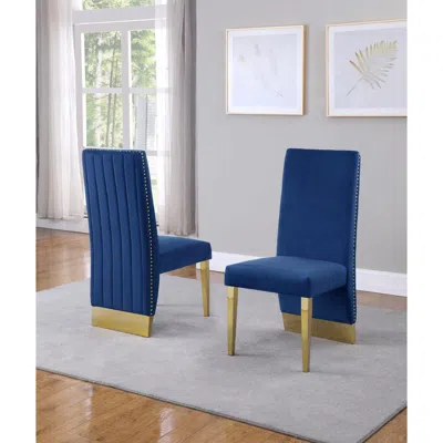 Best Quality Furniture Tufted Velvet Upholstered Side Chair, 4 Colors To Choose (set Of 2) - Navy In Brown