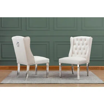 Best Quality Furniture Tufted Velvet Upholstered Side Chairs, 4 Colors To Choose (set Of 2) - Cream 635