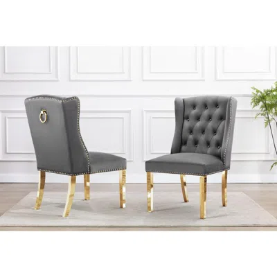 Best Quality Furniture Tufted Velvet Upholstered Side Chairs, 4 Colors To Choose (set Of 2) - Dark Grey 567 In Brown