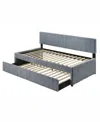 Best Quality Furniture Twin Size Corduroy Velvet Daybed With Trundle In Gray