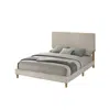 Best Quality Furniture Queen Size Panel Bed With Wooden Legs In Cream Color In Neutral