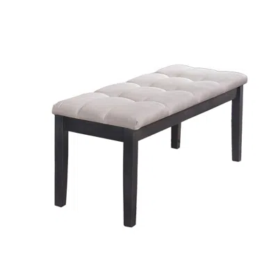 Best Quality Furniture Upholstered Bench With Tufted Buttons In Gray