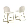 Best Quality Furniture Upholstered Counter Height In Cream Velvet (set Of 2)