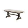 Best Quality Furniture Upholstered Dining Bench In Brown Oak And Beige Fabric