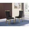 Best Quality Furniture Upholstered Dining Chairs Set Of 2 In Black Velvet Fabric With Gold Colored Stainless Steel Base In Black