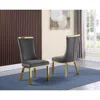 Best Quality Furniture Upholstered Dining Chairs Set Of 2 In Dark Gray Velvet Fabric - Gold Colored Stainless Steel Base