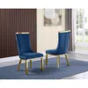 Best Quality Furniture Upholstered Dining Chiars Set Of 2 In Navy Blue Velvet Fabric With Stainless Steel Base