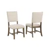 Best Quality Furniture Upholstered Dining Chiar In Brown Oak And Beige Linen (set Of 2)