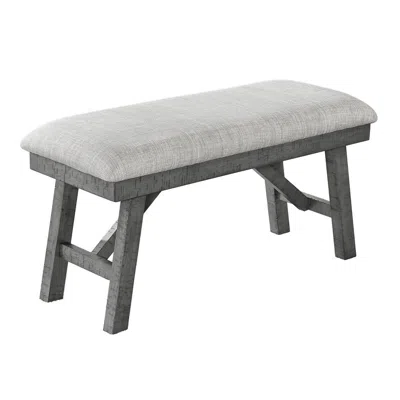Best Quality Furniture Upholstered Rustic Grey Dining Bench With Light Grey Linen Fabric
