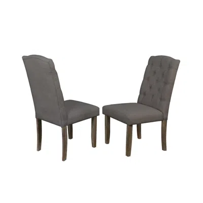 Best Quality Furniture Upholstered Side Chair With Tufted Buttons, Gray