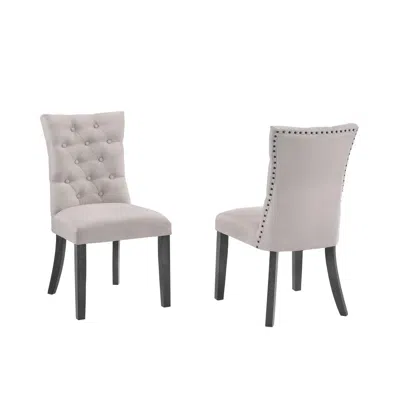 Best Quality Furniture Upholstered Side Chairs With Tufted Buttons And Nailhead Trim