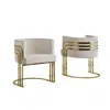 Best Quality Furniture Velvet Barrel Chair, Gold Base