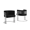 Best Quality Furniture Velvet Barrel Chair, Silver Base
