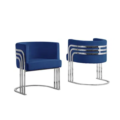 Best Quality Furniture Velvet Barrel Chair, Silver Base In Blue