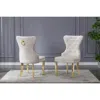 Best Quality Furniture Velvet Tufted Side Chair Set Of 2, Stainless Steel Gold Legs, Beige