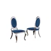 Best Quality Furniture Velvet Uph. Dining Chair, Stainless Steel Frame (set Of 2) - Navy Blue