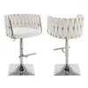 Best Quality Furniture Velvet Upholstered Barstool In Cream Fabric And Silver Color Base (set Of 2)