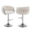 Best Quality Furniture Velvet Upholstered Barstool In Cream Velvet With A Gold Color Base (set Of 2)