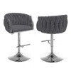 Best Quality Furniture Velvet Upholstered Barstool In Dark Gray With Silver Color Base (set Of 2)
