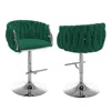 Best Quality Furniture Velvet Upholstered Barstool In Emerald Green With Silver Color Base (set Of 2)